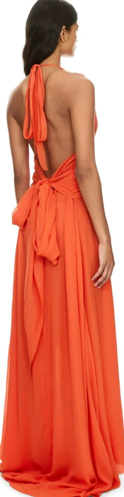 Maxikleid aus Viskose-Georgette Orange