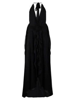 Maxikleid aus Viskose-Georgette Schwarz