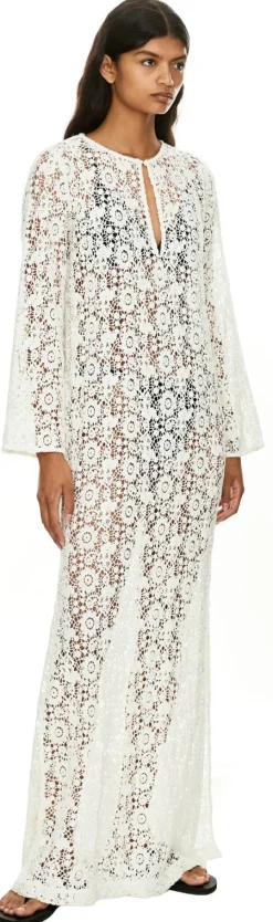 Maxikleid 'Della' aus gehäkelter Baumwolle Crème