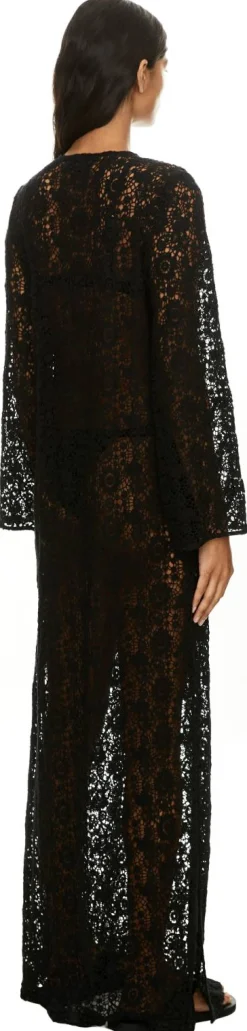 Maxikleid 'Della' aus gehäkelter Baumwolle Schwarz