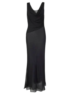 Maxikleid 'Draped Cowl' Schwarz