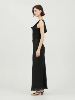 Maxikleid 'Draped Cowl' Schwarz