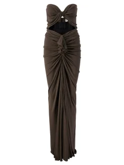 Maxikleid mit Cut-Out Taupe