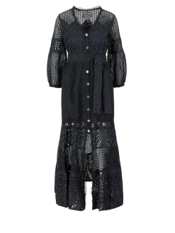 Maxikleid mit Gürtel Schwarz