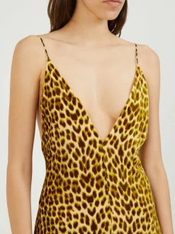 Maxikleid mit Leopardenmuster Gelb