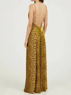 Maxikleid mit Leopardenmuster Gelb
