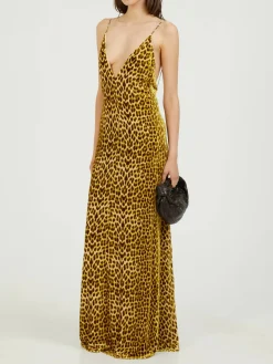 Maxikleid mit Leopardenmuster Gelb