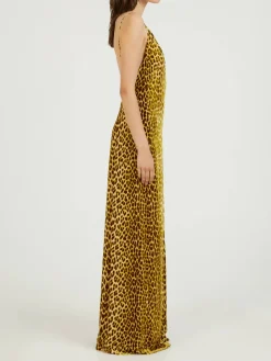 Maxikleid mit Leopardenmuster Gelb