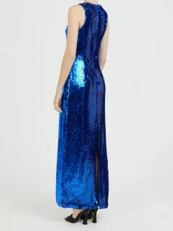 Maxikleid mit Pailletten Marineblau
