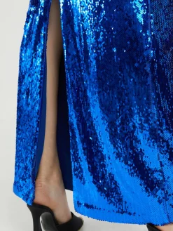Maxikleid mit Pailletten Marineblau