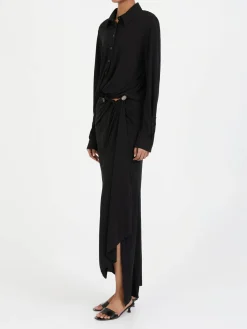 Maxikleid mit Stein-Details 'Odessa' Schwarz