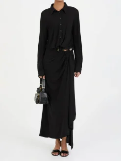 Maxikleid mit Stein-Details 'Odessa' Schwarz