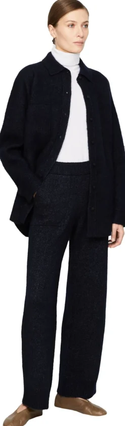 Melierte Cashmere-Seidenhose 'Evania' Navy