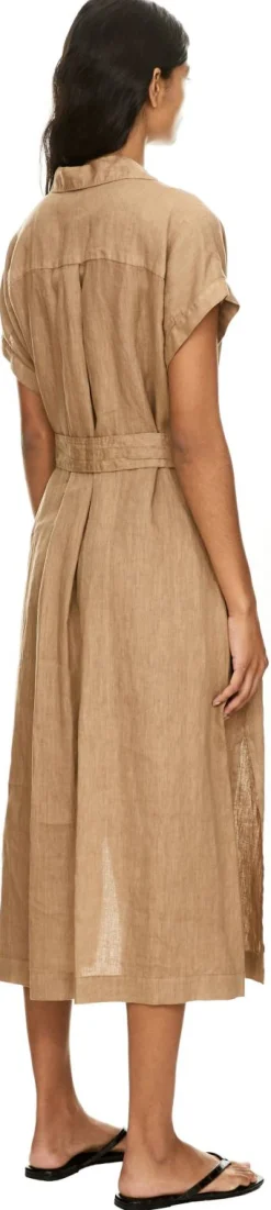 Midikleid aus Leinen Braun