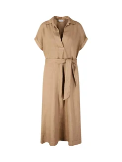 Midikleid aus Leinen Braun