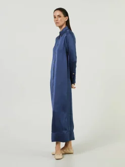Midikleid aus Satin Blau