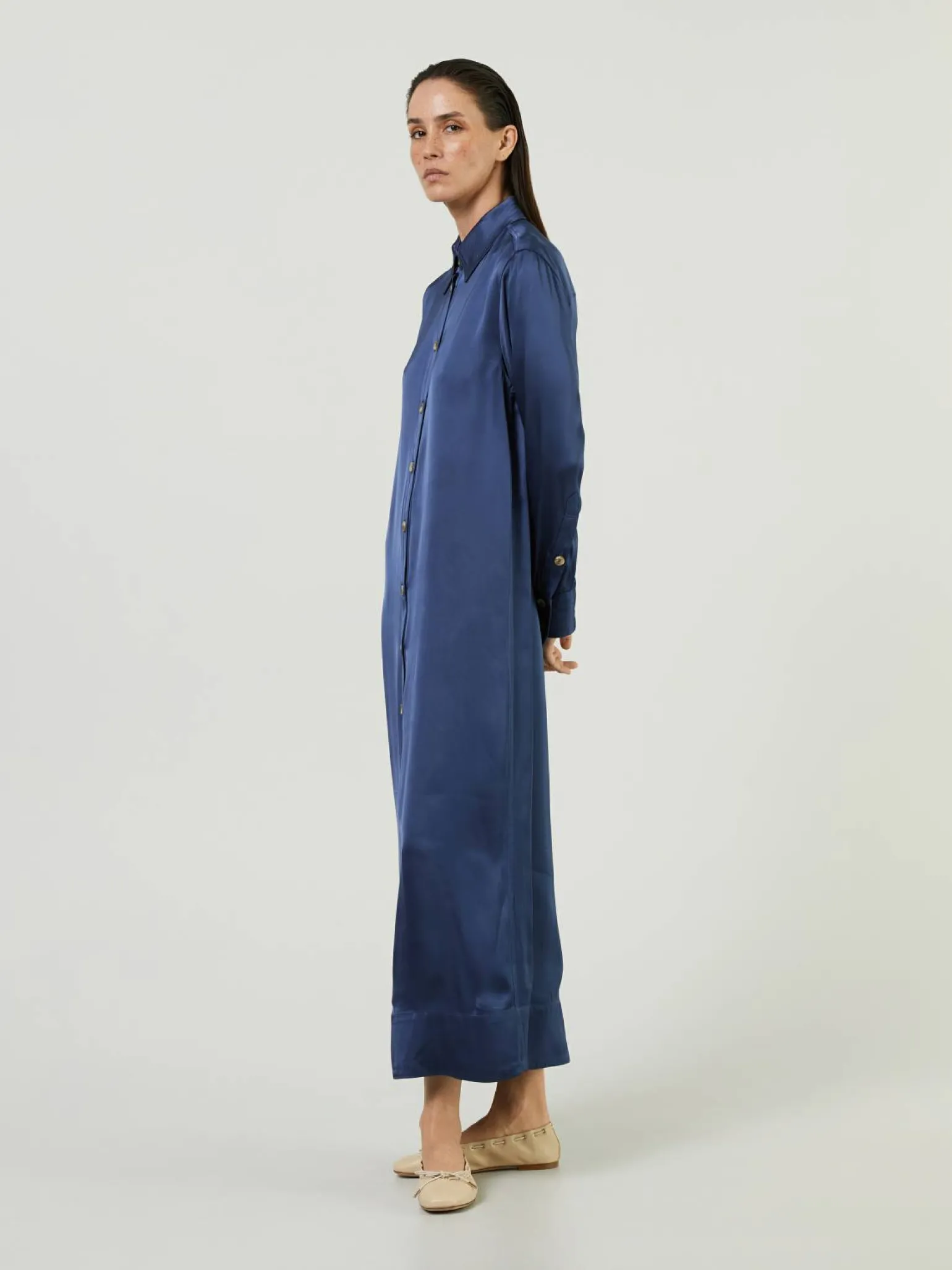 Midikleid aus Satin Blau