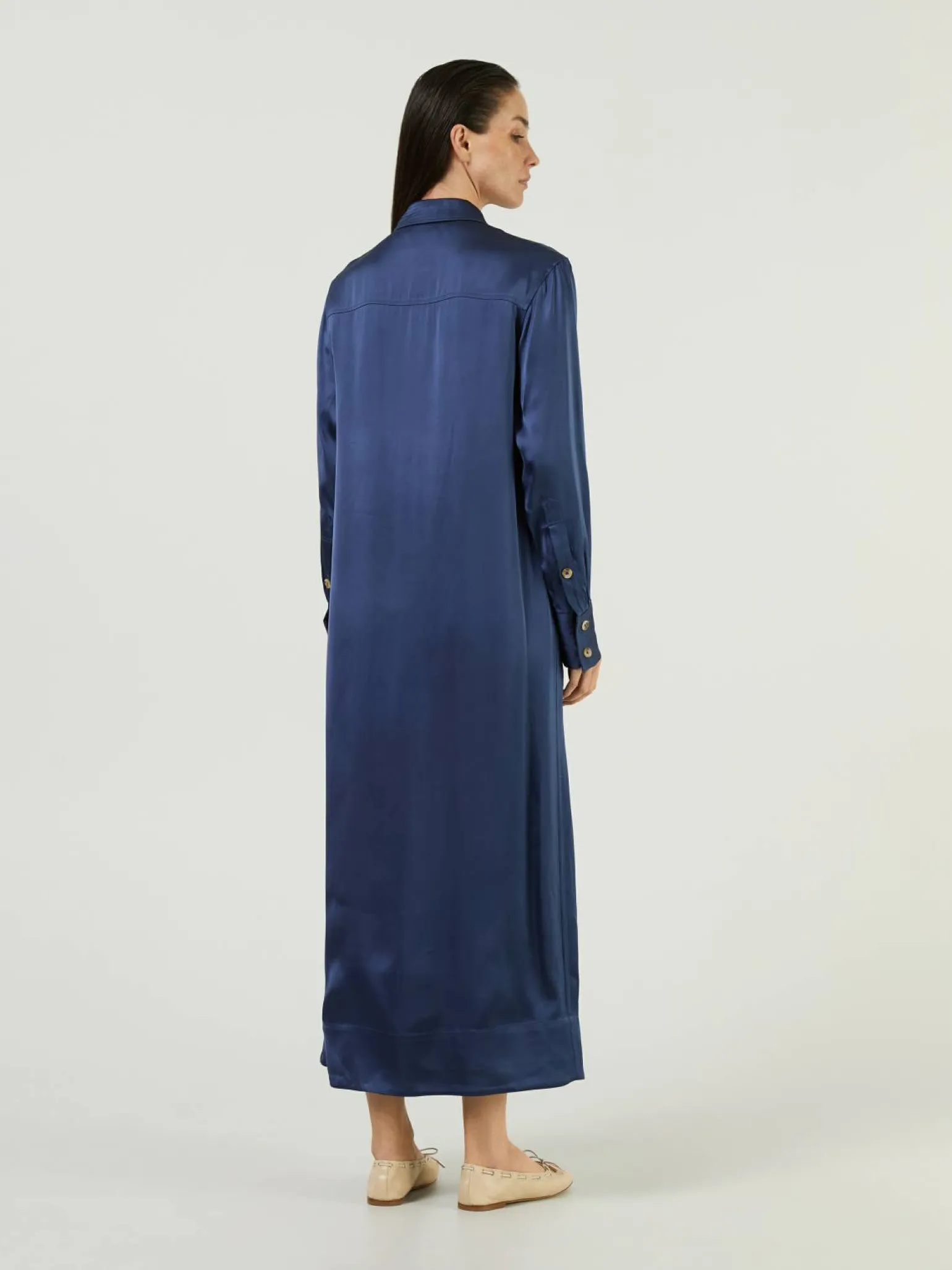 Midikleid aus Satin Blau