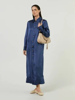 Midikleid aus Satin Blau