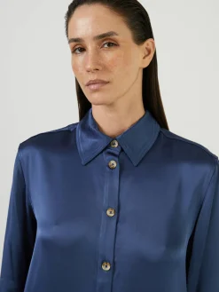 Midikleid aus Satin Blau