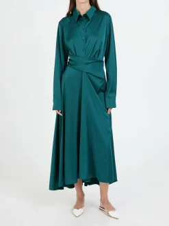 Midikleid aus Voile Satin Cypress Green