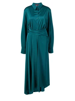 Midikleid aus Voile Satin Cypress Green