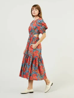 Midikleid 'Claire' Multi/Orange