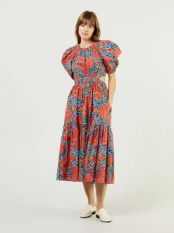 Midikleid 'Claire' Multi/Orange