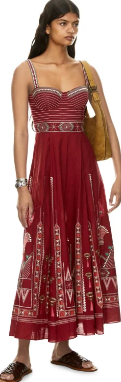 Midikleid 'Elida' mit Ballerina-Stickerei Rot