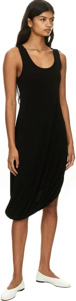 Midikleid mit Doppel-L Stickerei Schwarz