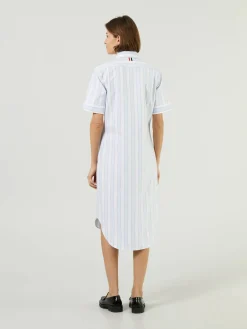 Midikleid mit Markisen-Streifen Blau