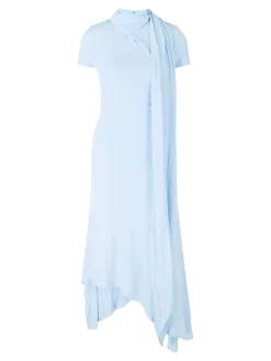 Midikleid mit Schal Hellblau
