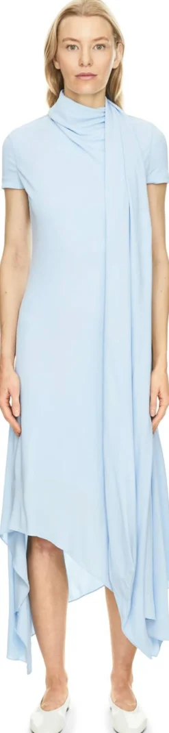 Midikleid mit Schal Hellblau