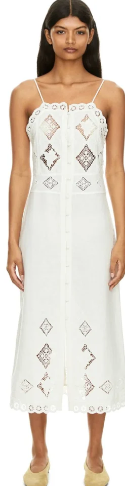Midikleid 'Nelsane' mit Lochmuster Crème