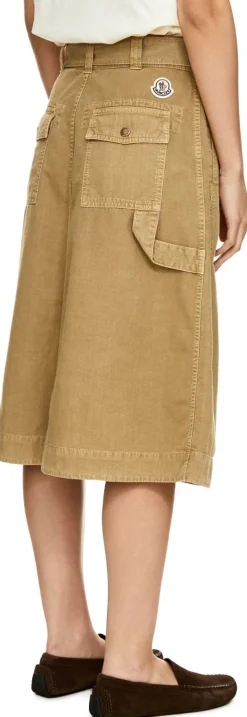 Midirock aus Baumwolle mit Gürtel Beige