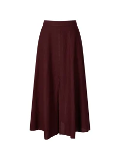 Midirock aus Leinen Bordeaux