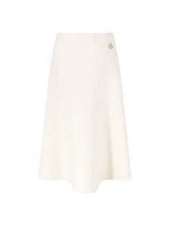 Midirock aus Schurwolle Beige