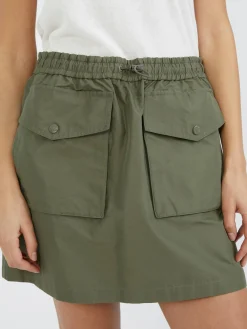 Midirock aus Taft Khaki
