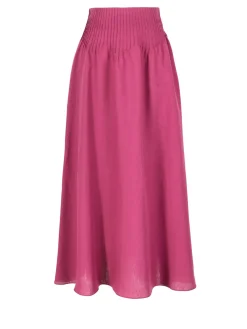 Midirock 'Penelope' aus Leinen Fuchsia