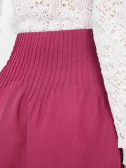 Midirock 'Penelope' aus Leinen Fuchsia
