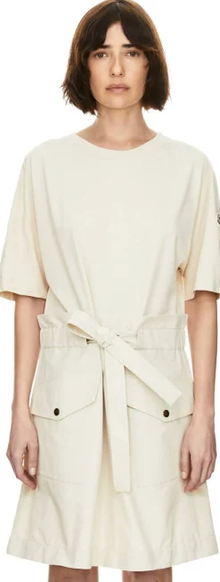 Minikleid aus Baumwolle mit Gürtel Crème