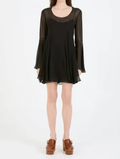 Minikleid aus Seide Schwarz