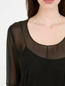 Minikleid aus Seide Schwarz