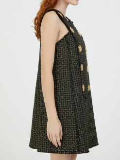 Minikleid aus Tweed Schwarz