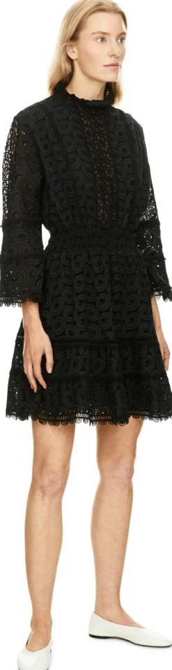 Minikleid 'Basilico' mit Lochstickerei Schwarz