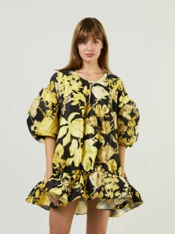 Minikleid mit Rüschen 'Gigi' Gelb/Schwarz