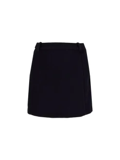 Minirock aus Woll-Chevron Marineblau