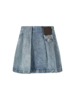 MInirock mit LOEWE Lederaufnäher Mittelblau