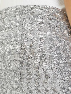 Minirock mit Pailletten Silber
