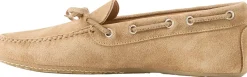 Mokassins aus Veloursleder mit Schleife Beige